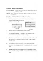 English worksheet: series and parallel circuit