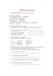 English worksheet: Verb to be- exercise