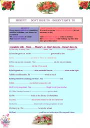 English Worksheet: Modals : Prohibition and absence of obligation 