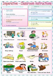 English Worksheet: Imperative + Classroom instructions