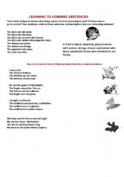 English Worksheet: combining sentences