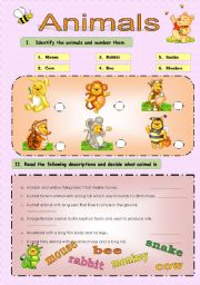 English Worksheet: animals 