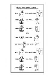 English Worksheet: Head and Shoulders Knees and Toes Song