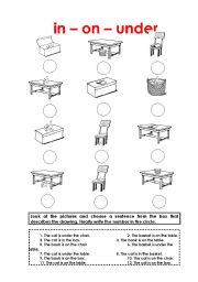 English Worksheet: Prepositions in - on - under
