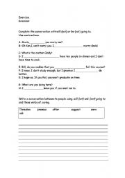 English worksheet: Will (not);  going to