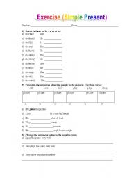 English worksheet: Simple Present Exercise