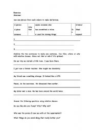 English worksheet: relative pronouns and clauses