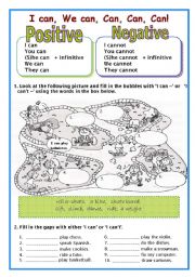 English Worksheet: I Can vs. I Cant 
