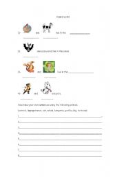 English worksheet: animals