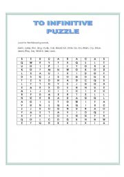 English worksheet: To infinitive puzzle