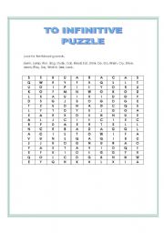 English Worksheet: To infinitive puzzle