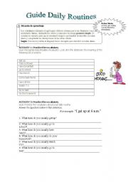 English Worksheet: DAILY ROUTINES