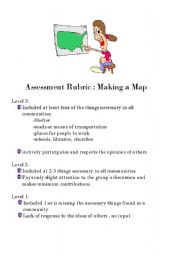 English worksheet: Assessment Rubric: Making a Map