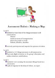 English Worksheet: Assessment Rubric: Making a Map