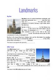 English Worksheet: landmarks