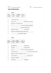 English worksheet: fill in the correct word