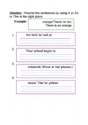 English worksheet: The Articles