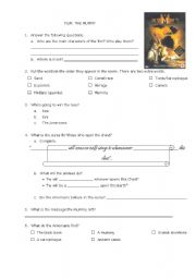 English Worksheet: Movie: The Mummy