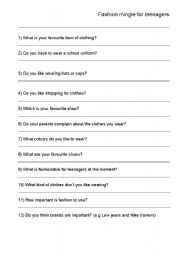 English worksheet: Fashion - questions for a mingle