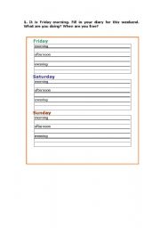 English worksheet: writing about plans