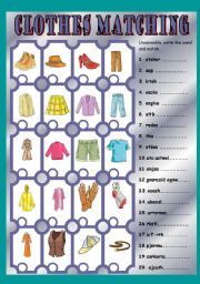 English Worksheet: Clothes matching