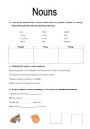 English Worksheet: Nouns
