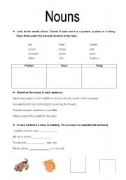 English worksheet: Nouns