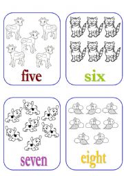 English Worksheet: Number Flash Cards