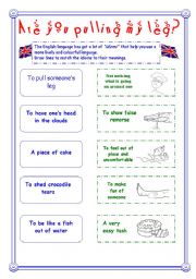 English Worksheet: Are you pulling my leg?