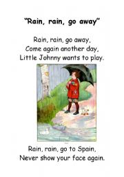 English Worksheet: rain rain go away