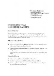 English worksheet: Curriculum vita form structure-1