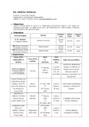 English Worksheet: Curriculum vita form structure-1