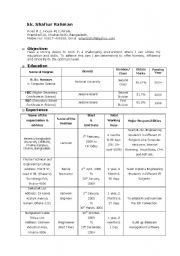 English worksheet: Curriculum vita form structure-1