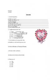 English worksheet: verb to be