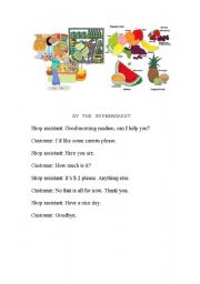 English worksheet: AT THE SUPERMARKET