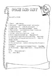 English Worksheet: some and any 