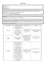 English Worksheet: Lesson plan to use with the song 