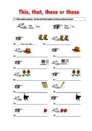 English Worksheet: this - that - these - those