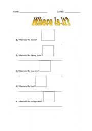 English worksheet: Where is it?