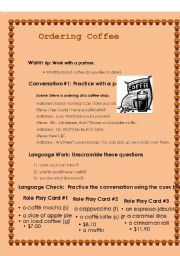 English Worksheet: ORDERING COFFEE