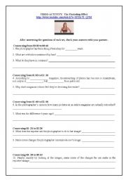 English Worksheet: Video activity: THE PHOTOSHOP EFFECT (Key included)