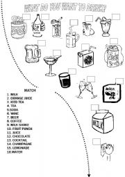 English Worksheet: Match the drinks
