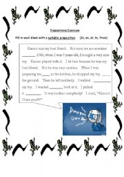 English worksheet: Preposition Cloze