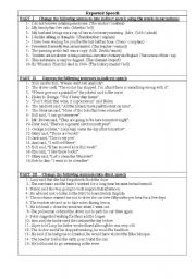 English Worksheet: Direct Indirect Speech