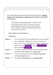 English Worksheet: Finding the Main Idea of the Paragraph.