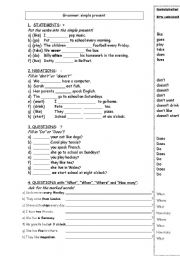 English Worksheet: simple present 