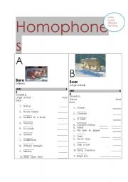 English Worksheet: homophones