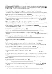 English Worksheet: FCE Transformations