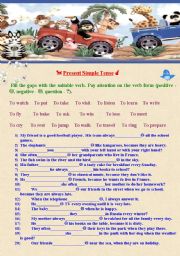 English Worksheet: Present Simple Tense. Verbs Choice.