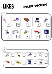 English worksheet: PAIR WORK: LIKES